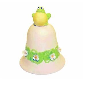 Vtg Royal Orleans Ceramic Frog Porcelain Dinner Bell Lily Pad Blossom